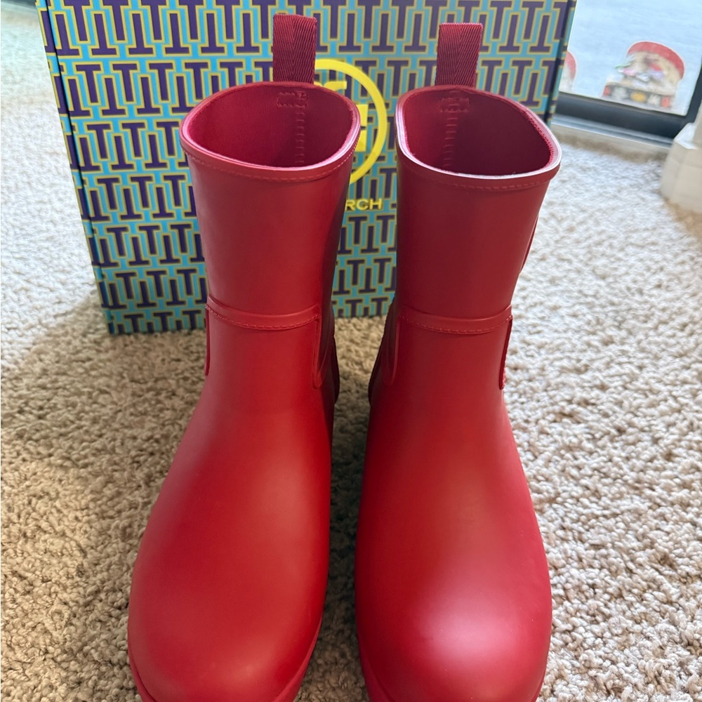 Tory Burch Red Short Rain Boots